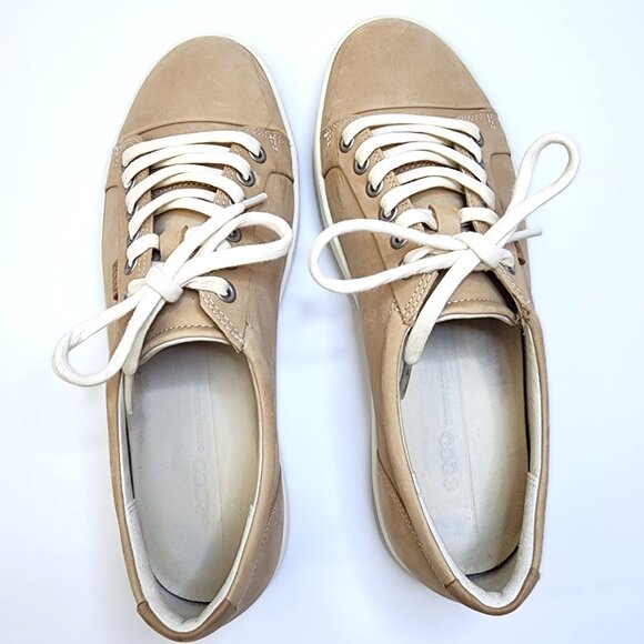ECCO Soft 7 Shoes Womens 8.5 Tan Nubuck Leather Slip On Comfort Sneaker EU39 - Picture 7 of 9